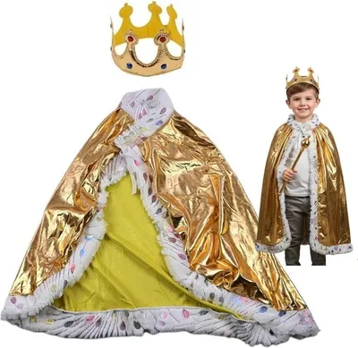 Produktbild von König Kostüm Kinder Goldener Umhang & Krone - Festliches Gewand für Krippenspiel & Fasching