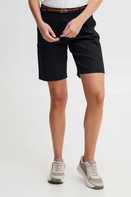 Produktbild von OXMO OXDaney Shorts Damen Chino Shorts Elegante Kurze Hose mit Kunstledergürtel Regular-Fit Baumwolle mit Stretch