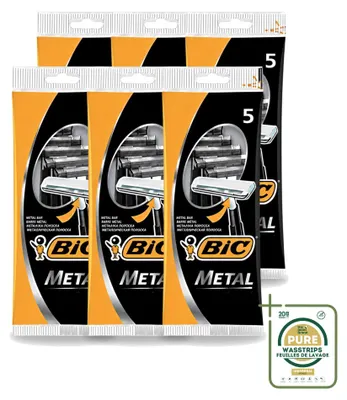 Productafbeelding van 6 x Bic Men metalen wegwerpbrijscheermessen - Metaal - Enkele scheermesjes - Verpakking met 6 stuks