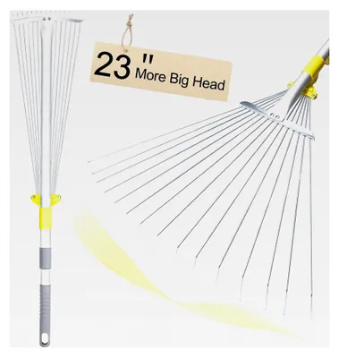 Produktbild von 160 cm Teleskoprechen für den Garten, zum Sammeln von Rasen- und Gartenabfällen, mit Aluminiumgriffen und verstellbarem Metallkopf, Arbeitsbreite von 18 cm bis 59 cm
