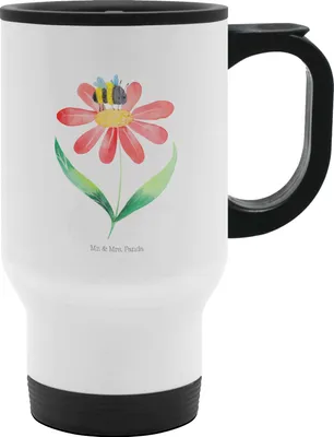 Produktbild von Mr. & Mrs. Panda Thermobecher Hummel Blume - Weiß - Geschenk, edelstahl, Natur, Hummeln, Tiere, Kaffee-Thermobecher, Biene, Wespe, Auslaufsicher, Kaffeebecher To Go