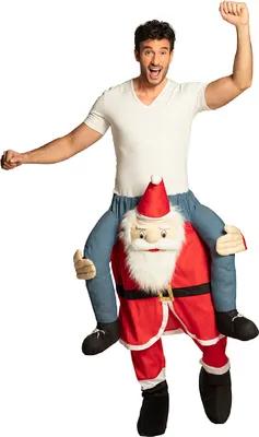 Produktbild von B13441-L-XL rot-weiß Damen Herren Weihnachtsmann CARRY ME Huckepack trag mich Kostüm Gr.L-XL