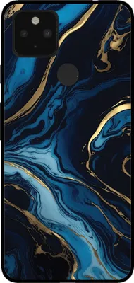 Produktbild von Smartphonica Handytasche für Google Pixel 5 mit Marmordruck - TPU Rückseite Abdeckung Fall Marmor Design - Gold Blau