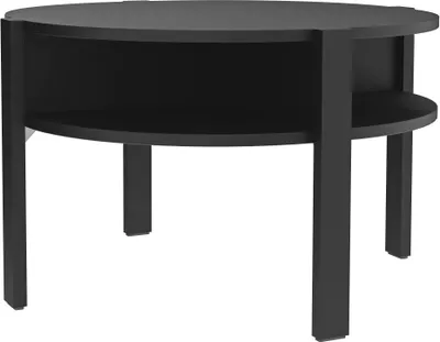 Produktbild von Couchtisch - Ø 75 cm - Schwarz matt - mit zusätzlichen Ablageflächen
