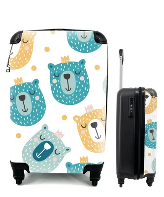 Produktbild von MuchoWow® Koffer Handgepäck Trolley Rollkoffer Kleine Reisekoffer mit 4 Rollen - Bär - Design - Kind - Jungen - Mädchen - Baby - Cabin Size < 55x40x23 cm & 55x40x20 cm - Kinderkoffer - Kabinenkoffer - Boardgepäck - Reise-Box - Reisekoffer - Reisegepäck - Koffer mit Bild - Trolley für Kinder