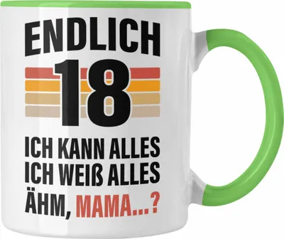 Produktbild von Trendation - 18. Geburtstag Junge Mädchen Tasse 18 Jahre alt Sohn Tochter Geschenkidee (Grün)