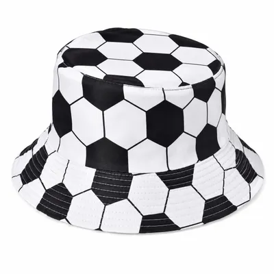 Produktbild von Fußball Fischerhut Schwarz-Weiß Größe 58 cm – Bucket Hat für Erwachsene, Fanhut für Stadion, Public Viewing und Fanparty