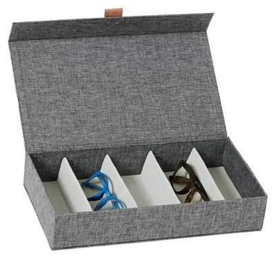 Produktbild von Omgoods – Premium-Brillenkoffer mit 5 Fächern in Grau