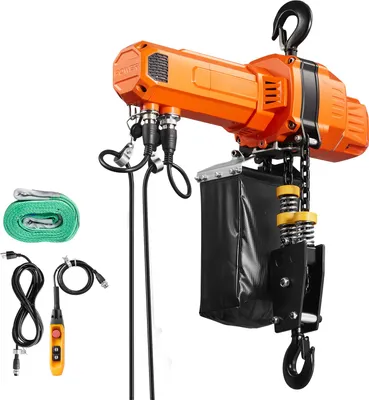 Produktbild von SucceBuy Elektrischer Kettenzug 1000 kg, 6 m Hubhöhe, 230 V Einphasen-Brückenkran mit 4,5 m Kabelfernbedienung, G100-Kette und Notstopp, geeignet für Fabriken, Lagerhallen und Garagen