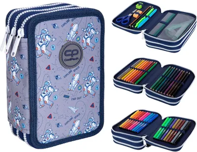 Produktbild von COOLPACK 3-FACH 44-teilig Mäppchen Federmappe Federtasche COSMICKosmonaut Federmäppchen für jungen, Schule