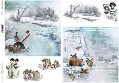 Produktbild von ITD Reispapier Decoupage Bastelpapier Serviettentechnik-R152L - A3 / Winteransichten