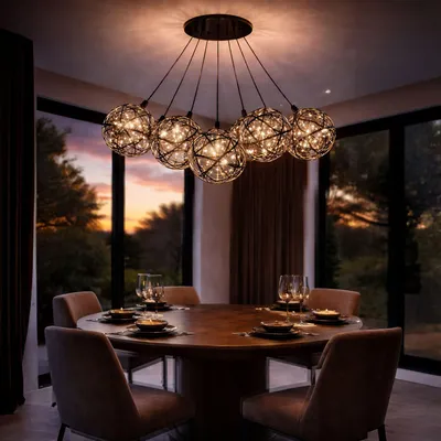Produktbild von s.luce Atom LED Mehrfach-Pendelleuchte Cluster 7-flammig Gold 30cm Rund