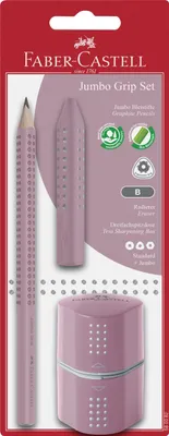 Zdjęcie produktu dla FABER-CASTELL 580082 Zestaw ołówków Jumbo GRIP - 3 sztuki, B, cienie różane, opakowanie typu blister