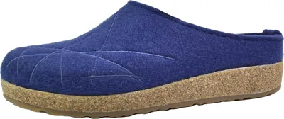 Produktbild von Haflinger Damen Hausschuh Filz Clog Pantoffel Stickerei Grizzly Mikado 741040, Größe:42 EU, Farbe:Blau