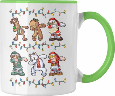 Produktbild von Trendation - Weihnachten Tasse Weihnachtsmann für Kinder Weihnachtstasse Lustig Geschenk Becher Jungs Jungen Mädchen Cute Rentier Lebuchenmann Weihnachtsmann Eisbär (Grün)