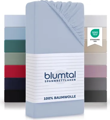 Immagine prodotto di Blumtal Basics topper lenzuolo 180x200cm in jersey - lenzuolo matrimoniale in 100% cotone - azzurro