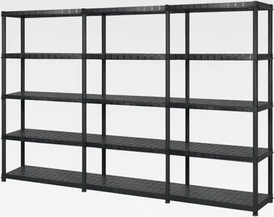 Produktbild von Lagerregal mit 5 Böden Schwarz 255x40x185 cm Kunststoff Lagerregal für Garage, Abstellraum, Kellerregal