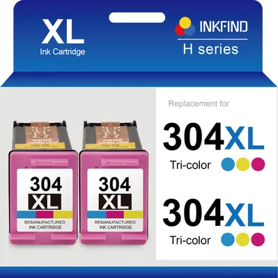 Produktbild von INKFIND 304XL Druckerpatronen Kompatibel für HP304 HP304XL HP 304 HP 304XL N9K07AE Tintenpatrone - Hohe Kapazität 2er-Pack Farbe