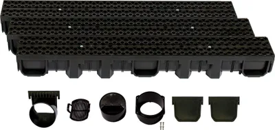 Produktbild von ScarMaxx B125 Entwässerungsrinne Set, Regenwasser Ablauf, Bauhöhe 115 mm - 3m