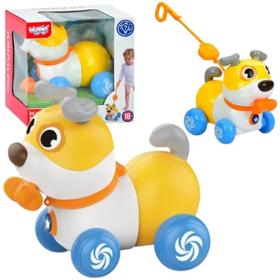 Produktbild von WOOPIE Interaktives 2-in-1-Hundespielzeug: Quietschender Schiebehund, 360° drehbar, ab 6 Monaten