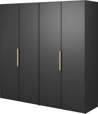 Image de Selsey Frame - Armoire 4 portes avec 2 tringles et tiroirs, 200 cm, noir