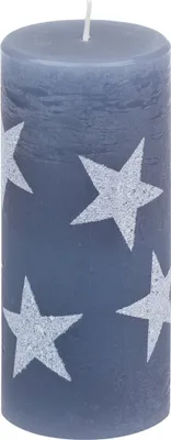 Produktbild von Weihnachtskerzen Stumpenkerze "Multistern" Rauchblau 150/68 mm