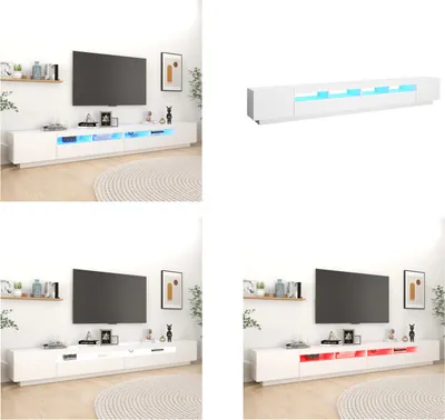 Image de vidaXL Armoire TV avec lampes LED Blanc 300x35x40 cm - Armoire TV - Armoire TV Avec Lampes LED - Armoire TV Avec Lampes LED
