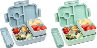 Image de Bugucat Lunchbox Set, Boîte à pain pour enfants avec 5 compartiments et couverts, Bento Box 1300ML sans BPA