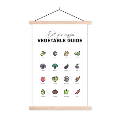 Produktbild von MuchoWow® Textilposter Lebensmittel - Gemüse - Küche - Lebensmittel 40x60 cm mit holzfarbenen Rahmen - Poster