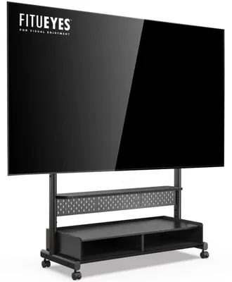 Produktbild von TV Ständer Rollbar mit 2 Fächern für 70-100 Zoll, bis 80 kg, Schwarz