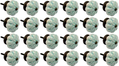 Produktbild von Nicola Spring Floral Keramik-Möbelknöpfe – Mintgrün – 24er-Pack