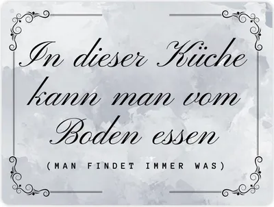 Produktbild von Küchen Metallschild XL in 21x28 cm mit Spruch In dieser Küche kann man vom
