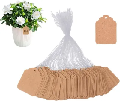 Produktbild von Kraft Preisschilder 500 Stück, 28 x 45 mm, braun weiß, für Geschenke, Schmuck
