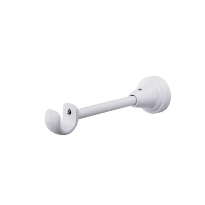 Zdjęcie produktu dla MDEKOR Wspornik ścienny 1-torowy Biały błyszczący R Wspornik ścienny z metalową płytą montażową do karnisza Rozstaw 19 mm można skrócić