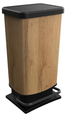 Produktbild von Rotho Paso Mülleimer Küche 40 L Tretmülleimer mit Deckel im Holz-Dekor