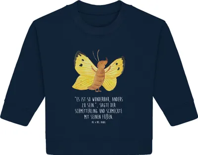 Produktbild von Mr. & Mrs. Panda Organic Baby Pullover Schmetterling Zitronenfalter 12. - 18. Monat - French Navy - Geschenk, Liebe, Schmetterlinge, Motivation, Bullover, Lustige Sprüche
