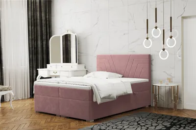 Produktbild von Boxspringbett Schlafzimmerbett RAMON 200x200cm in Stoff Matt Velvet Altrosa