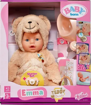 Zdjęcie produktu dla Interaktywna lalka dla niemowląt Emma – 43 cm w stroju misia