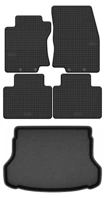 Productafbeelding van Rubberen automatten + kofferbakmat voor Nissan X-Trail III T32 2013-2017 (SUV) – 5-delig, zwart, op maat – Wielganizator