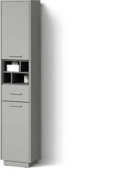 Image de Meuble salle de bain Livinity Temo Gris/Anthracite 38x190cm avec portes, tiroir et compartiments ouverts, Model 52788