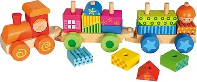 Produktbild von Holzbausteine, Zug mit Häuschen