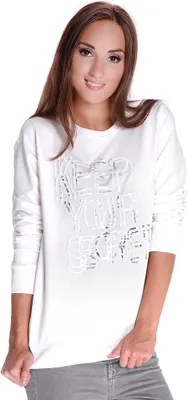 Produktbild von Damen Bluse Shirt mit Druck Langarmshirt; Ecru/S/M