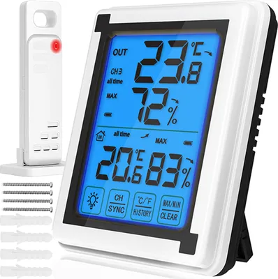 Produktbild von Funk Wetterstation mit Außensensor Funkwetterstation Digital Thermometer Wettervorhersage LCD Sensor Hygrometer Barometer Innen und Außen 60m Retoo