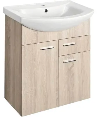 Productafbeelding van Aqualine ZOJA onderkast, 61,5 x 74 x 32 cm, met 2 deuren, 1 lade, in platina-eikenhout