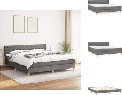 Produktbild von vidaXL Boxspringbett mit Matratze Dunkelgrau 160x200 cm Stoff -  Betten & Bettgestelle