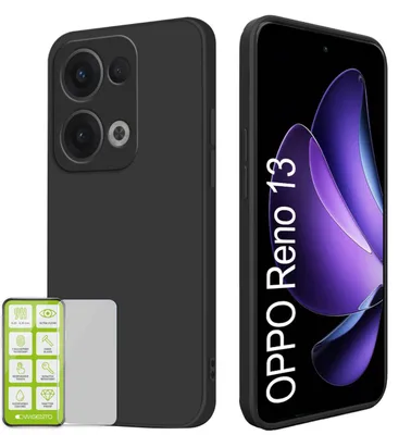 Produktbild von Für Oppo Reno 13 5G Silikon TPU Schutz Handy Hülle Schwarz + H9 Hart Glas Folie