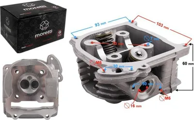 Obrázek produktu pro Moretti hlava válců pro 4T 50cc skútr 139QMB dlouhé ventily