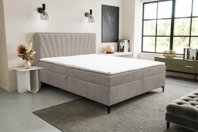 Image de VENASI CIMONE Lit boxspring 160x200 avec 2 sommiers à lattes H2/H3 Matelas MARRON