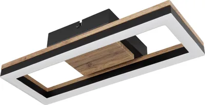 Produktbild von Deckenleuchte Wohnzimmer LED Deckenlampe Flur Holz Optik Modern Schwarz 67297D1