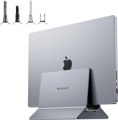 Immagine prodotto di Supporto in alluminio per MacBook e altri laptop - Soluzione verticale per laptop da ufficio